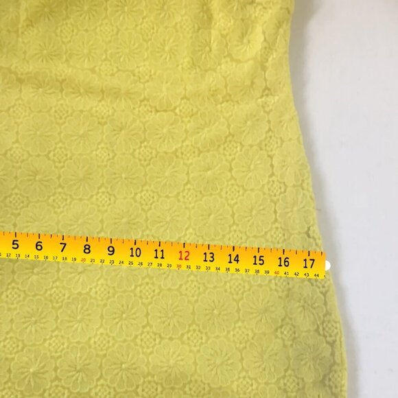 Vintage 60s Shift Dress Size 12 Yellow Floral Lace Overlay Sleeveless Retro - Picture 12 of 12